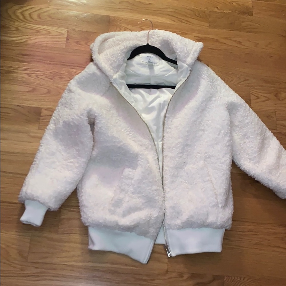 White teddy bear jacket size s women’s
